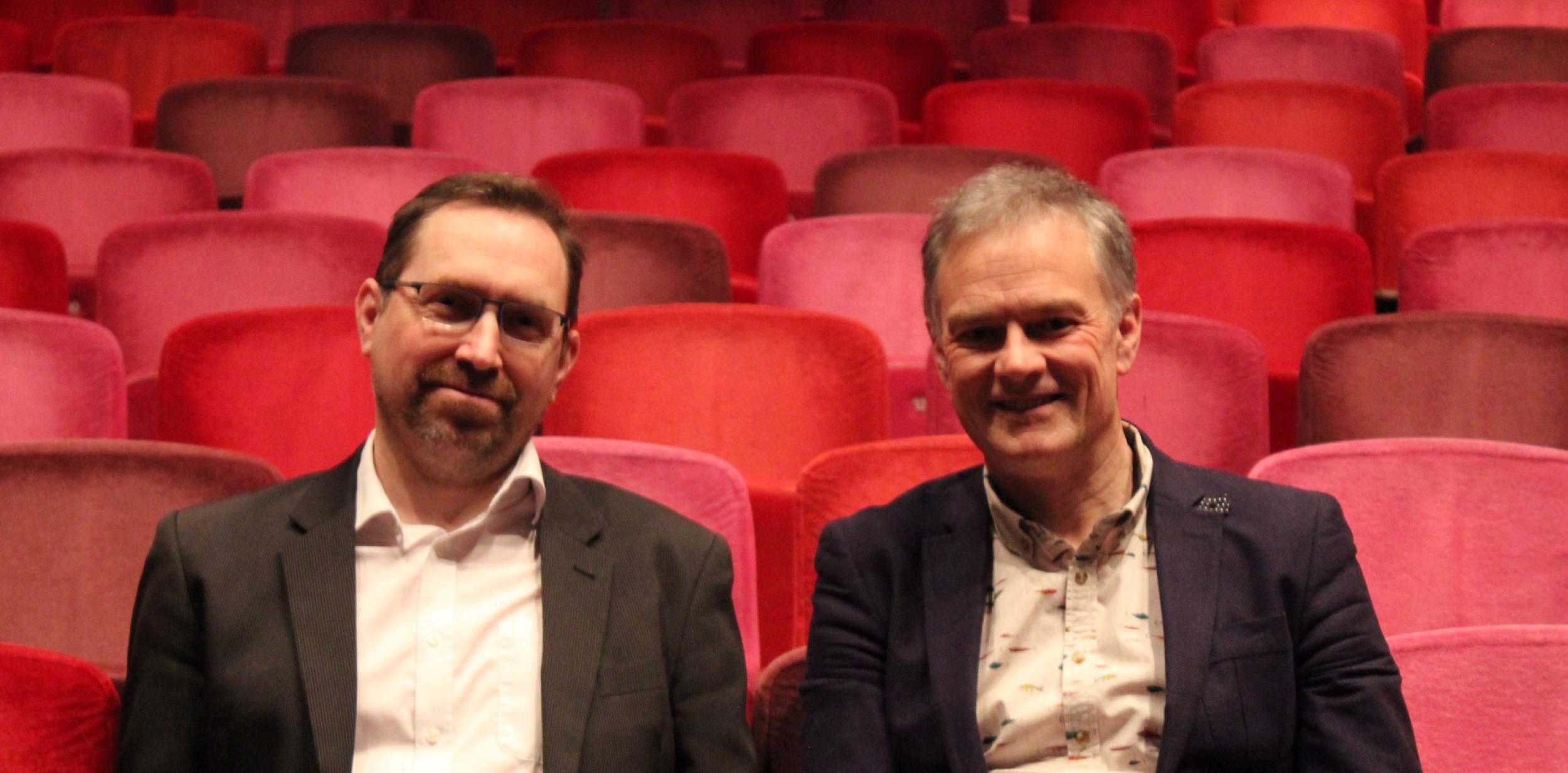 Winchester University's Professor Alec Charles sat with Play to the Crowd CEO Deryck Newland in Theatre Royal Winchester's auditorium.