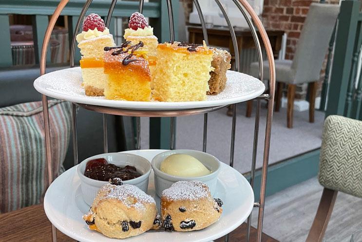 Cakes on a high tea stand