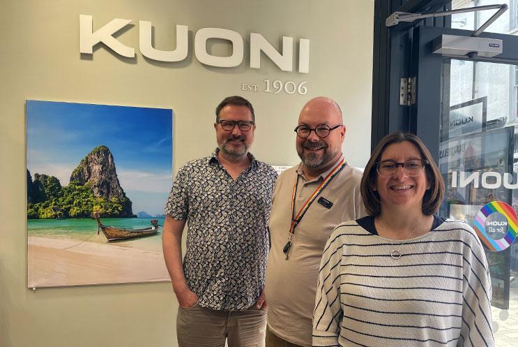 Team members from Play to the Crowd and Kuoni inside Kuoni's Winchester store